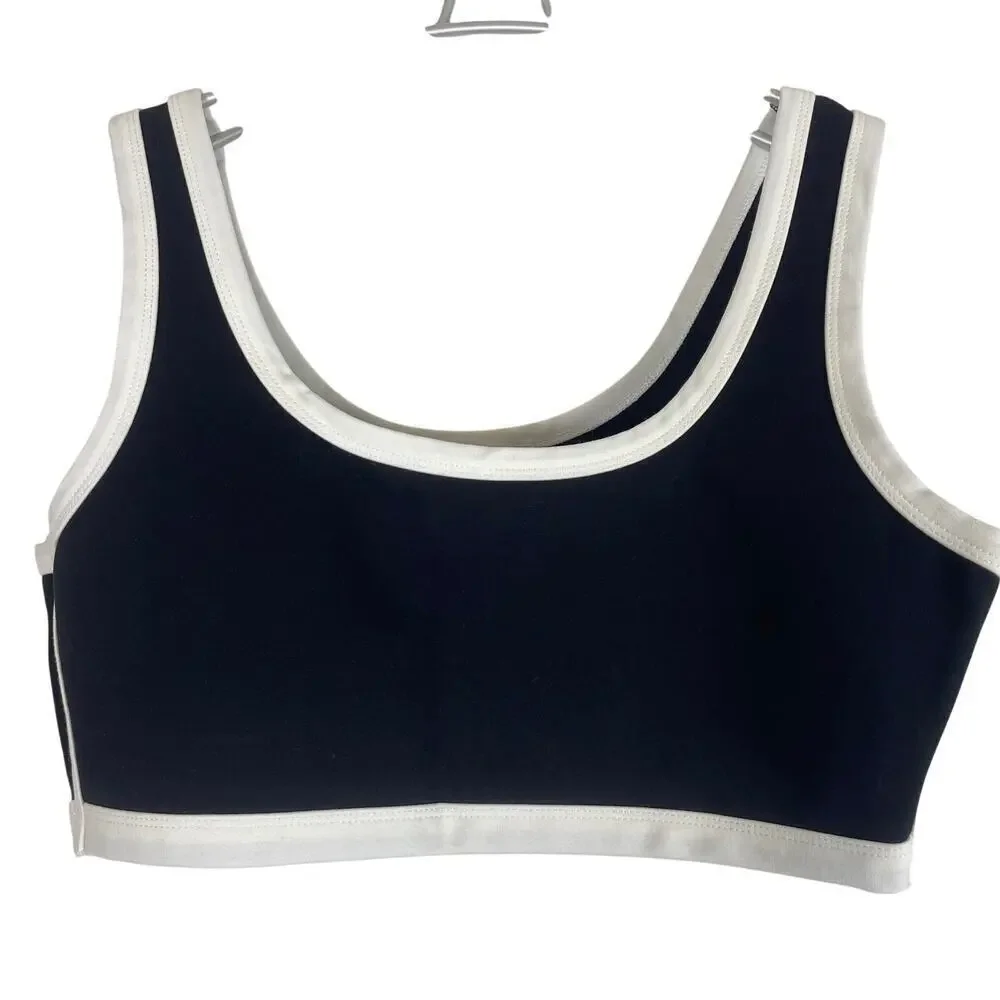 Revolve All The Ways Black White Outline Sports Bra Crop Top Size Medium